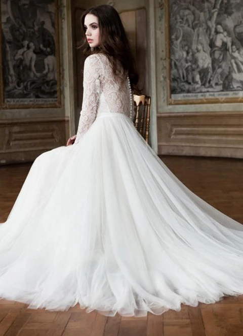 Tulle Wedding Dress Ball-gown/princess Scoop Neck Long/floor-length With Lace