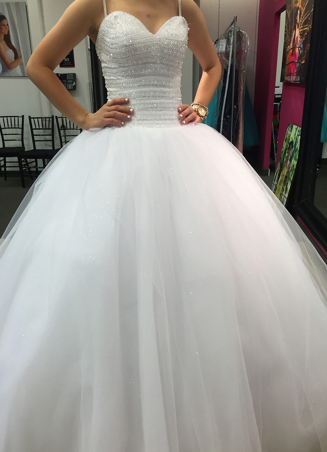 Tulle Wedding Dress Ball-gown/princess Sweetheart Court Train With Beaded