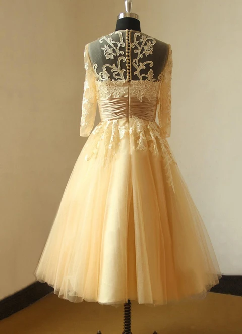 Tulle Wedding Dress Ball-gown/princess Bateau Tea-length With Appliqued