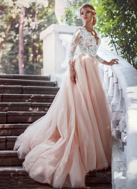 Tulle Wedding Dress Ball-gown/princess V-neck Court Train With Lace