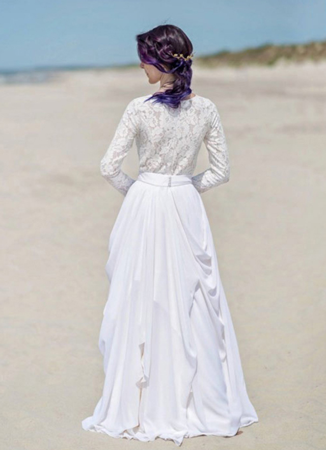 Chiffon Wedding Dress A-line Scoop Long/floor-length With Lace