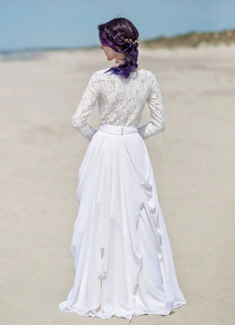 Chiffon Wedding Dress A-line Scoop Long/floor-length With Lace