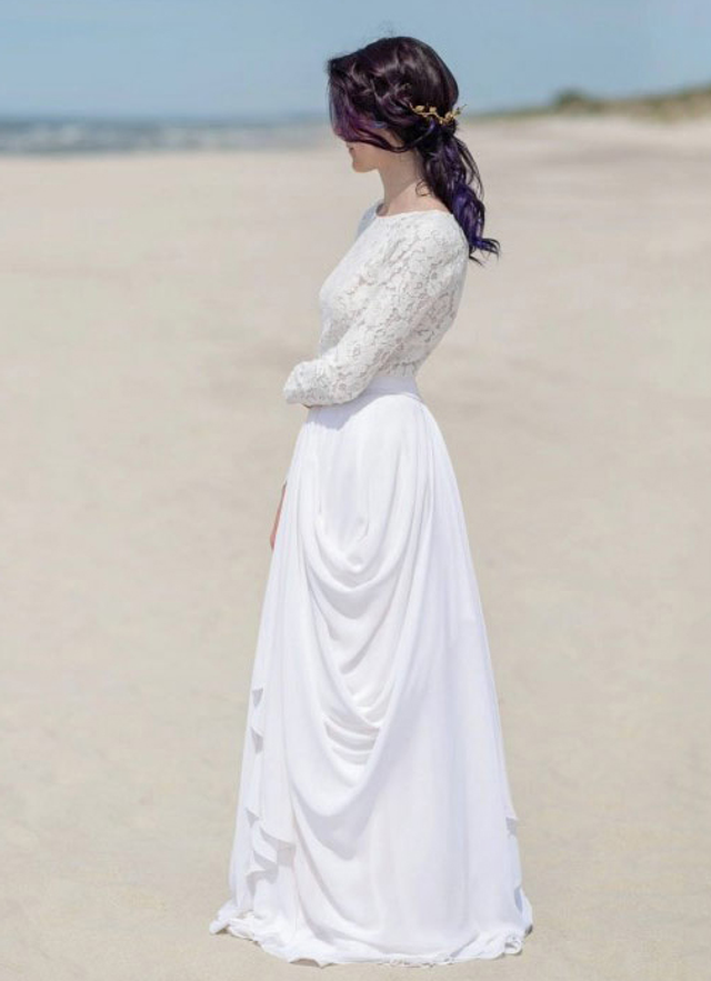 Chiffon Wedding Dress A-line Scoop Long/floor-length With Lace