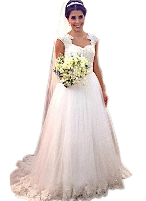 Lace Wedding Dress Ball-gown/princess Sweetheart Court Train With Appliqued