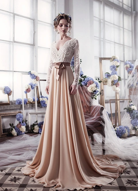 Chiffon Wedding Dress A-line V-neck Court Train With Sashes