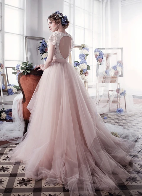 Tulle Wedding Dress Ball-gown/princess Scoop Court Train With Bowknot