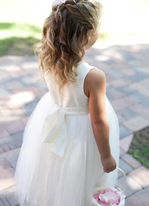 Ball-gown/princess Tea-length Scoop Sleevesless Sashes Tulle Flower Girl Dresses