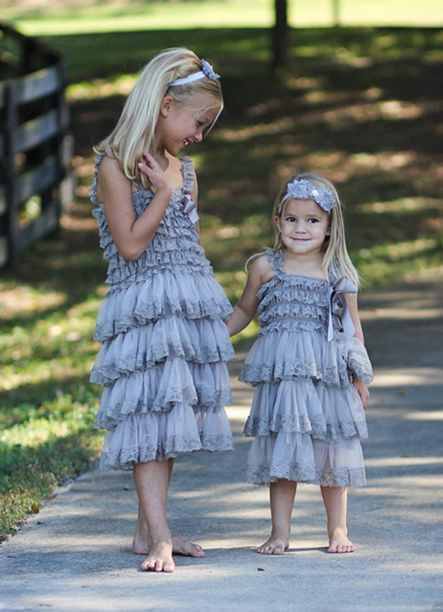 A Line Tea-length Square Sleevesless Tulle Flower Girl Dresses