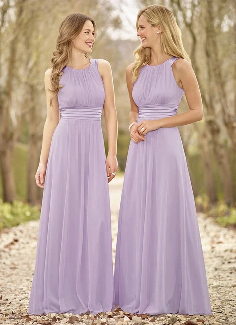 Chiffon A-line Scoop Neck Long/floor-length Bridesmaid Dresses