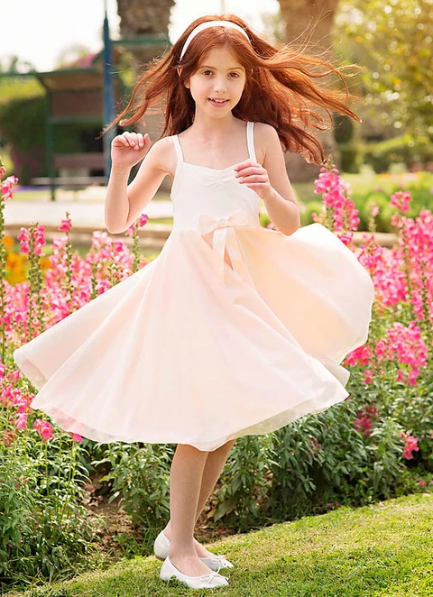 A-line Square Neckline Knee-length Chiffon Flower Girl Dresses With Bowknot