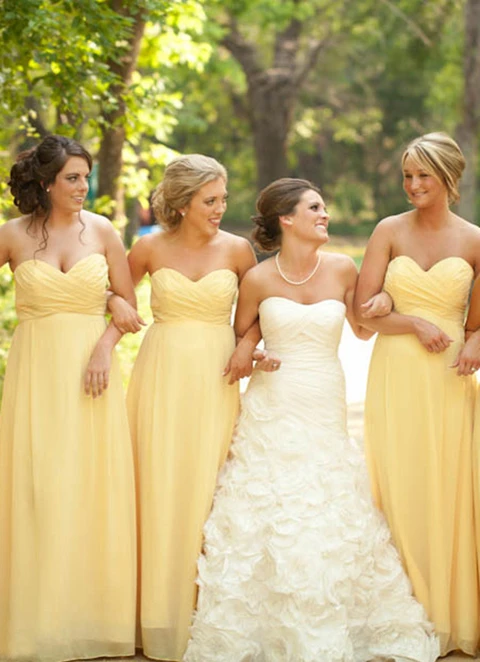 A-line Sleevesless Sweetheart Pleated Floor-length Bridesmaid Dresses