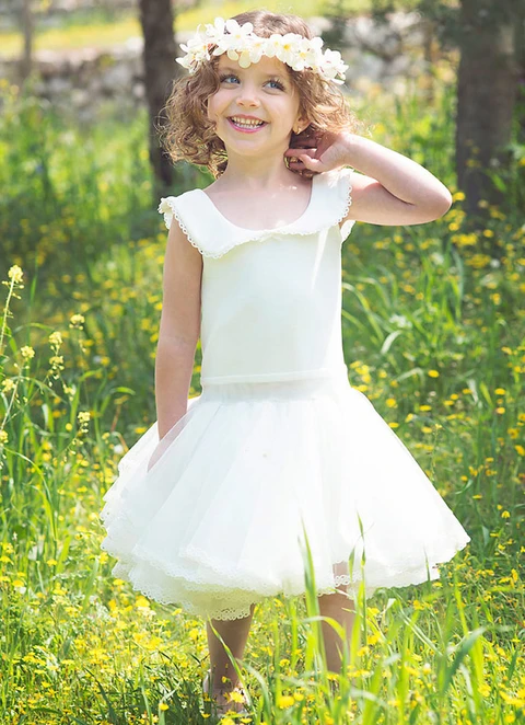 Ball-gown/princess Knee-length Scoop Sleevesless Tulle Flower Girl Dresses