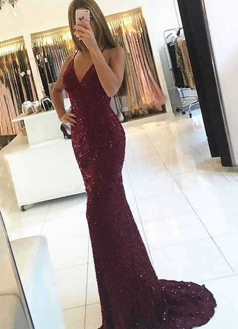 Lace Dresses Trumpet/mermaid V-neck Sweep Train With Beaded