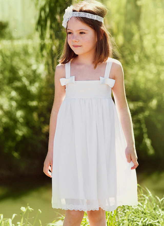 A-line Square Neckline Knee-length Chiffon Flower Girl Dresses With Pleated