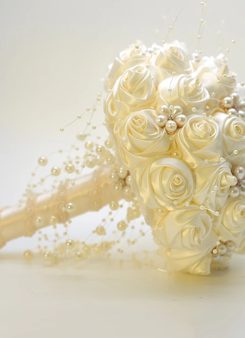 Gorgeous Beaded Hand Bouquet Creamy White